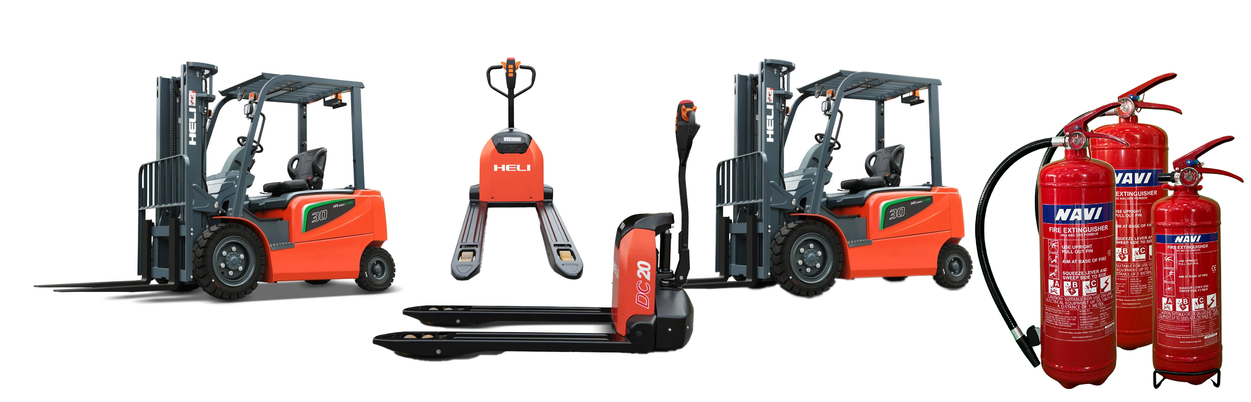 Forklift and Fire extinguisher